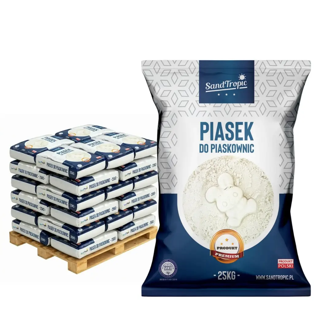 Piasek do piaskownicy biały 500kg + Łopatka ZESTAW