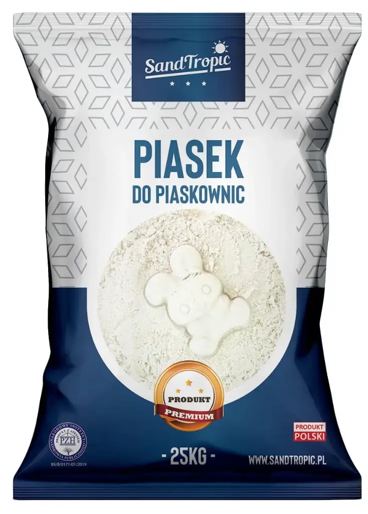 Piasek do piaskownicy biały 25kg + Łopatka (w kartonie)