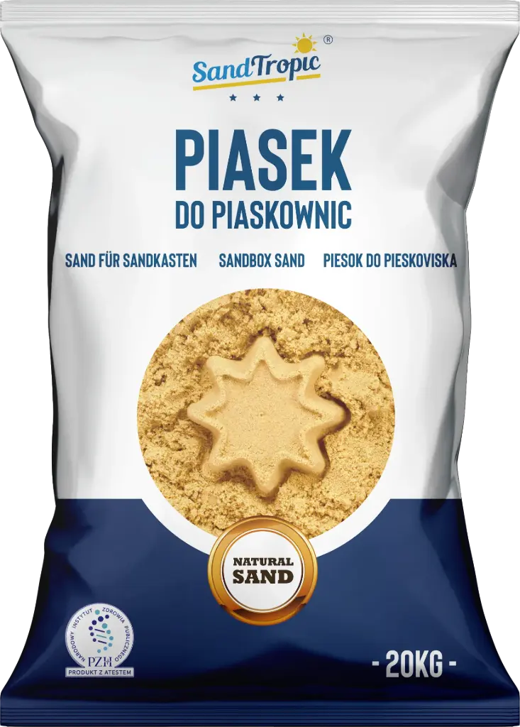 Piasek do piaskownicy żółty 20kg + Łopatka (w kartonie)